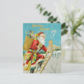 Carte Postale Salutation de Noël vintage Père Noël (Debout devant)