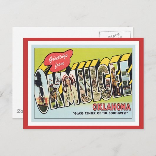 Carte Postale Salutation De Okmulgee Oklahoma (Devant / Derrière)