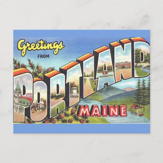 Carte Postale Salutation de Portland Maine (Devant)