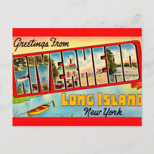 Carte Postale Salutation de Riverhead Long Island (Devant)