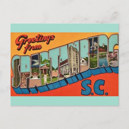 Carte Postale Salutation de Spartanburg SC (Devant)