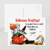 Carte Postale Salutation d'Halloween avec une citation inspirant (Devant / Derrière)