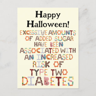 Carte Postale Salutation d'Halloween drôle - Diabète