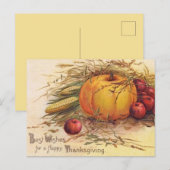 Carte Postale Salutation du Citrouille vintage Thanksgiving (Devant / Derrière)