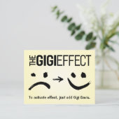 Carte Postale Salutation Gigi - Présentation de "l'effet Gigi" (Debout devant)