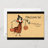 Carte Postale Salutation Halloween vintage (Devant / Derrière)