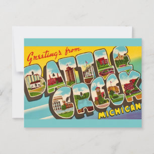 Carte Postale Salutation rétro Battle Creek Michigan