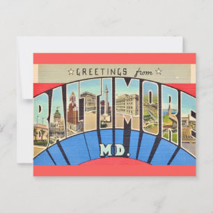 Carte Postale Salutation Rétro de Baltimore MD