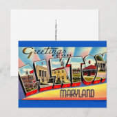 Carte Postale Salutation Rétro d'Elkton MD (Devant / Derrière)