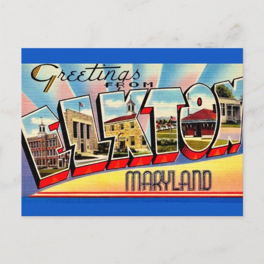 Carte Postale Salutation Rétro d'Elkton MD (Devant)