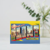 Carte Postale Salutation Rétro Flint Michigan (Debout devant)