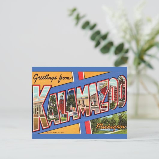Carte Postale Salutation Retro Kalamazoo Michigan (Debout devant)