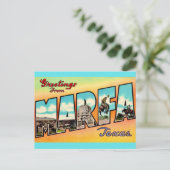 Carte Postale Salutation Rétro Marfa Texas (Debout devant)