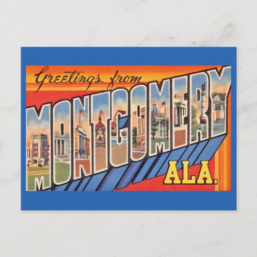 Carte Postale Salutation Rétro Montgomery AL (Devant)