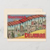 Carte Postale Salutation rétro pour Wilmington Delaware (Devant / Derrière)