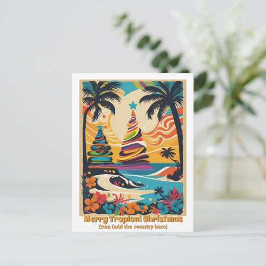 Carte Postale Salutation tropicale de noël coloré (Debout devant)