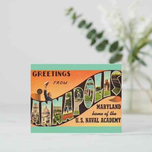 Carte Postale Salutation Vintage Annapolis MD (Debout devant)