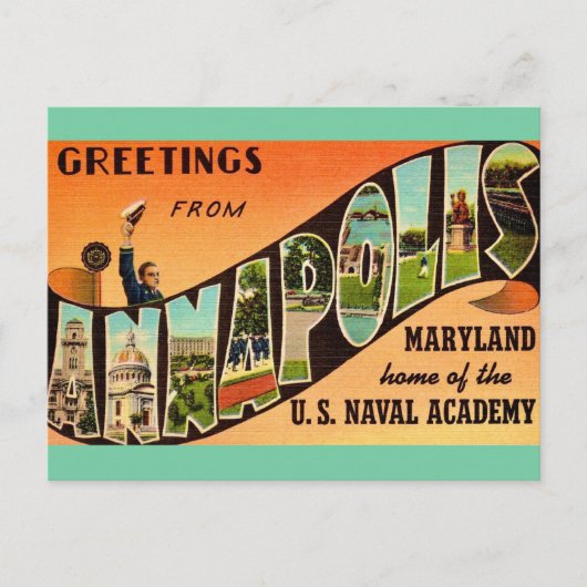 Carte Postale Salutation Vintage Annapolis MD (Devant)