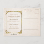 Carte Postale Salutation vintage de Thanksgiving & Turquie (Dos)