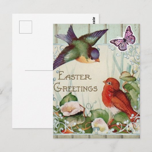 Carte Postale Salutation vintage du printemps de Pâques (Devant / Derrière)