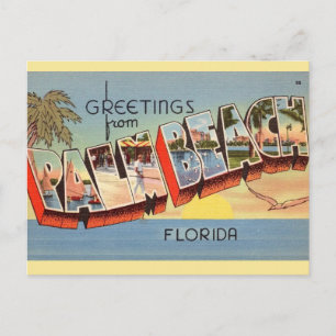 Carte Postale Salutation Vintage Palm Beach