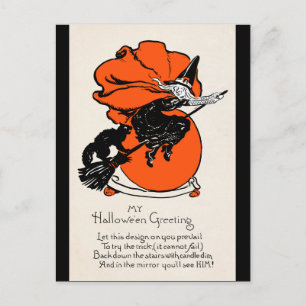 Carte Postale Salutation vintage sorcière noire