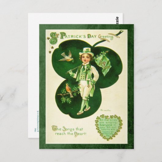 Carte Postale Salutation vintage St Patrick (Devant / Derrière)