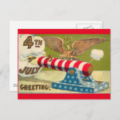 Carte Postale Salutations 4 juillet vintages (Devant / Derrière)