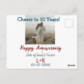 Carte Postale Salutations à 10 ans heureux anniversaire ajouter (Dos)