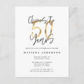 Carte Postale Salutations à 50 ans noir et or moderne design (Devant)