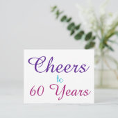 Carte Postale Salutations à 60 ans violet bleu rose (Debout devant)