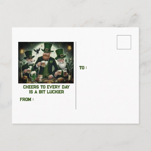 Carte Postale Salutations à la Saint Patrick Chaque jour est un  (Dos)