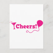 Carte Postale Salutations ! avec fête Balloon et verre de cockta (Devant)