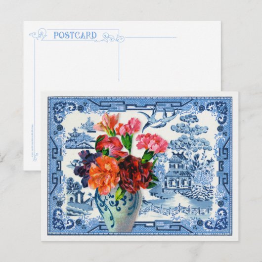 Carte Postale Salutations Blue Willow (Devant / Derrière)