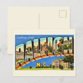 Carte Postale Salutations colorées de Raleigh NC (Devant / Derrière)