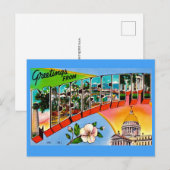 Carte Postale Salutations colorées du Mississippi (Devant / Derrière)