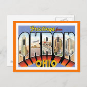 Carte Postale Salutations D'Akron Ohio City US (Devant / Derrière)