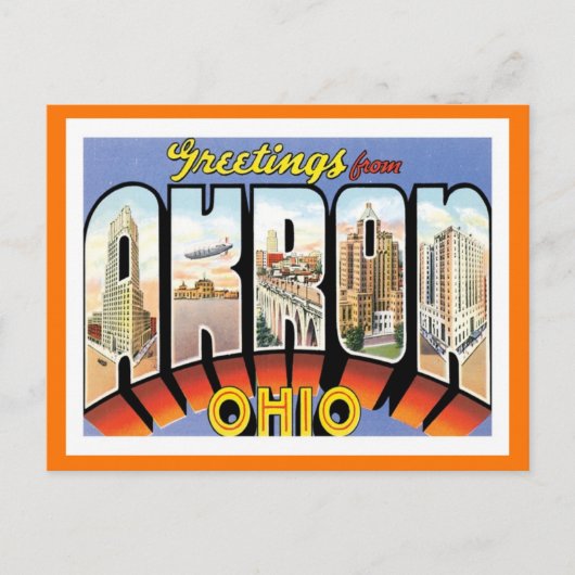 Carte Postale Salutations D'Akron Ohio City US (Devant)