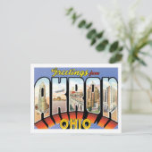 Carte Postale Salutations D'Akron Ohio Ville Américaine (Debout devant)