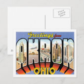 Carte Postale Salutations D'Akron Ohio Ville Américaine (Devant / Derrière)