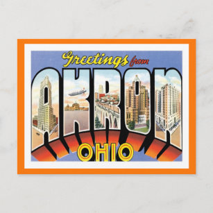 Carte Postale Salutations D'Akron Ohio Ville Américaine