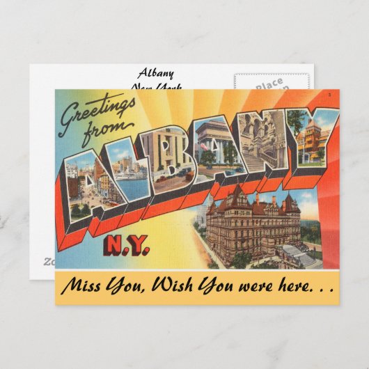 Carte Postale Salutations d'Albany (Devant / Derrière)