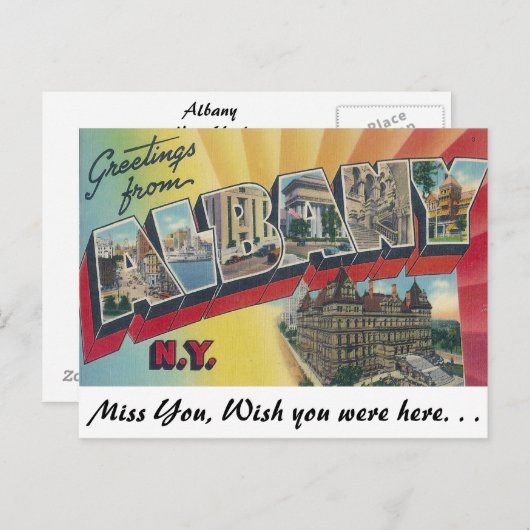 Carte Postale Salutations d'Albany, New York (Devant / Derrière)