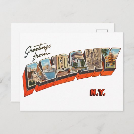 Carte Postale Salutations d'Albany New York (Devant / Derrière)