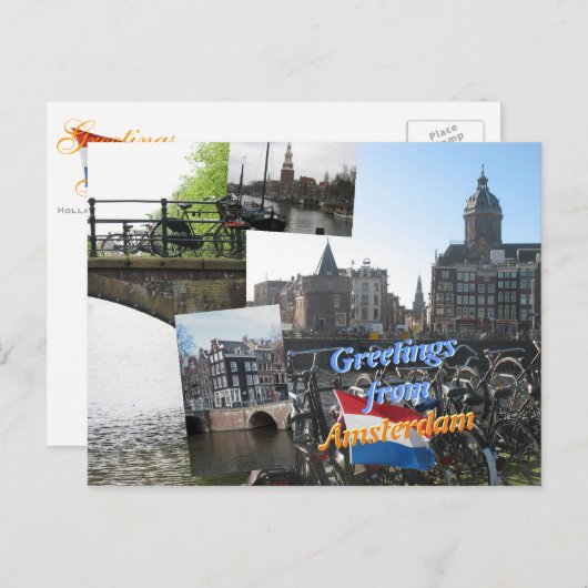Carte Postale Salutations d'Amsterdam (Devant / Derrière)