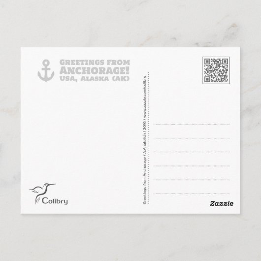 Carte Postale Salutations d'Anchorage - peinture d'aquarelle (Dos)