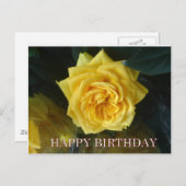 Carte Postale Salutations d'anniversaire de rose jaune (Devant / Derrière)