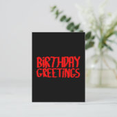 Carte Postale Salutations d'anniversaire. Rouge et Noir. (Debout devant)