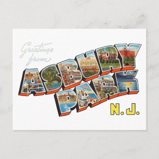 Carte Postale Salutations d'Asbury Park New Jersey (Devant)