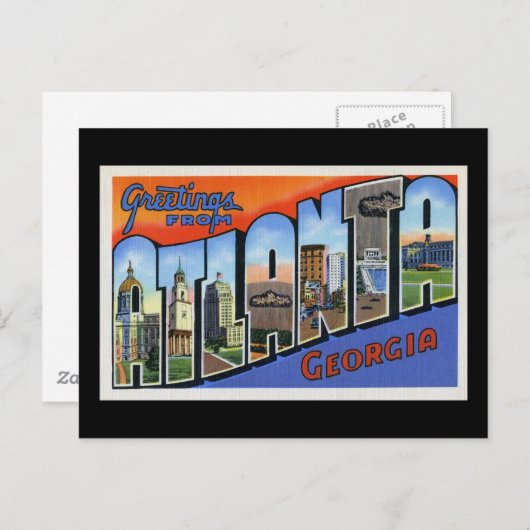 Carte Postale Salutations d'Atlanta (Devant / Derrière)